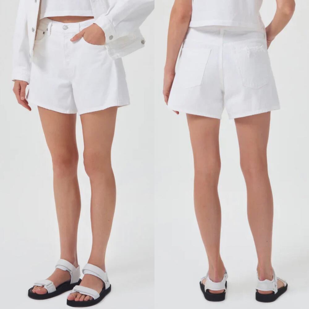 NWT AGOLDE Parker Long Shorts Dough Off-White Denim Size 34